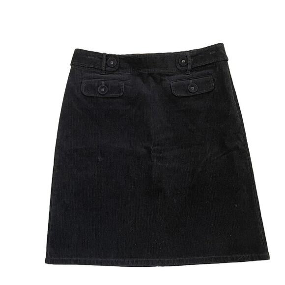 Ann Taylor Black Corduroy A Line Skirt, Front Button Pockets, Preppy, Size 8 - Picture 1 of 9